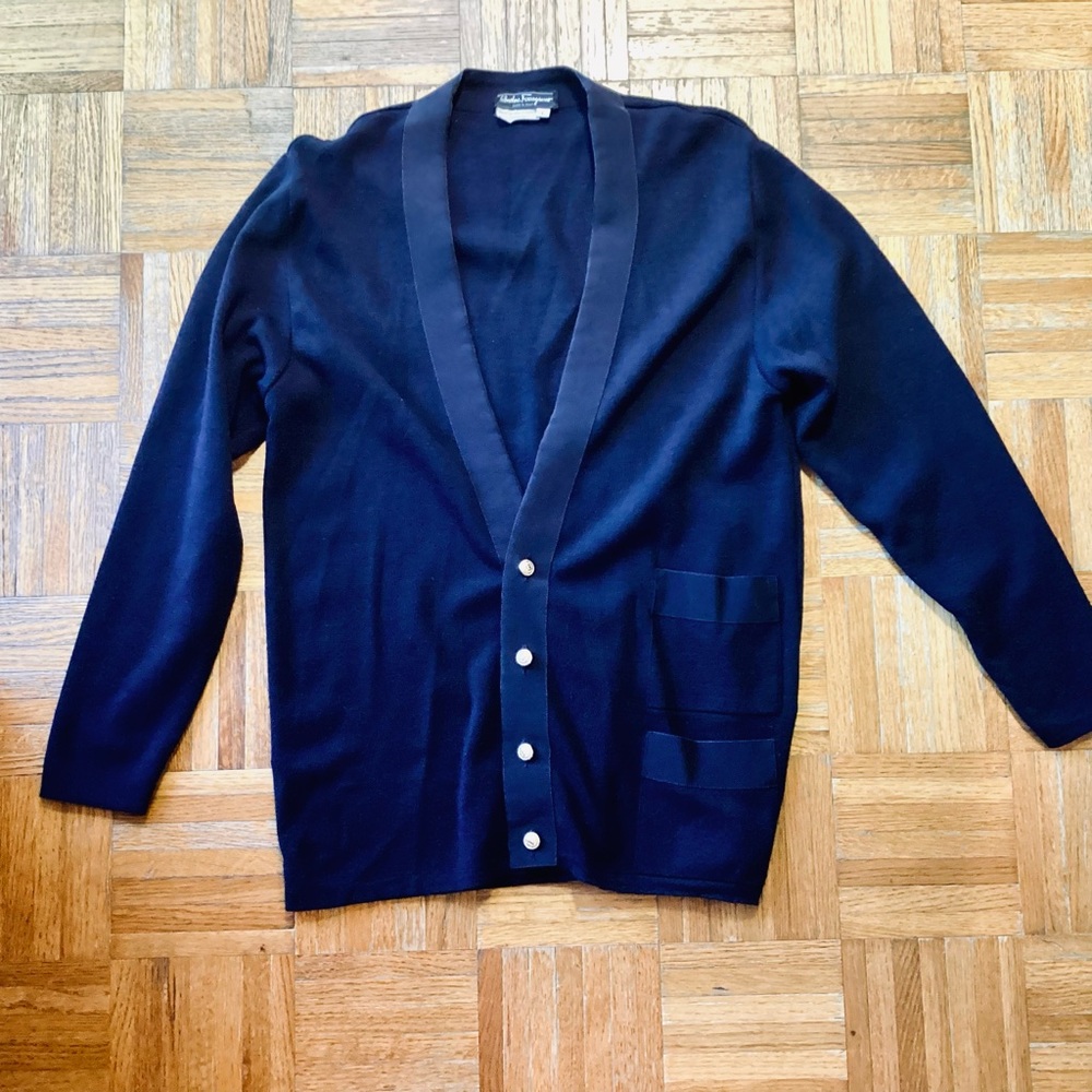 Salvatore Ferragamo Navy Blue Men's Cardigan